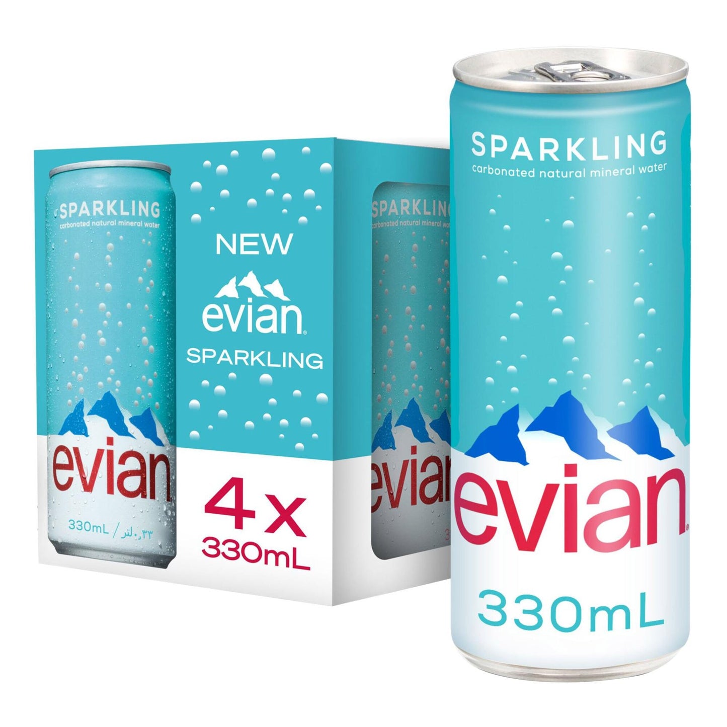 Evian Sparkling Natural Mineral Water 4x330 ml