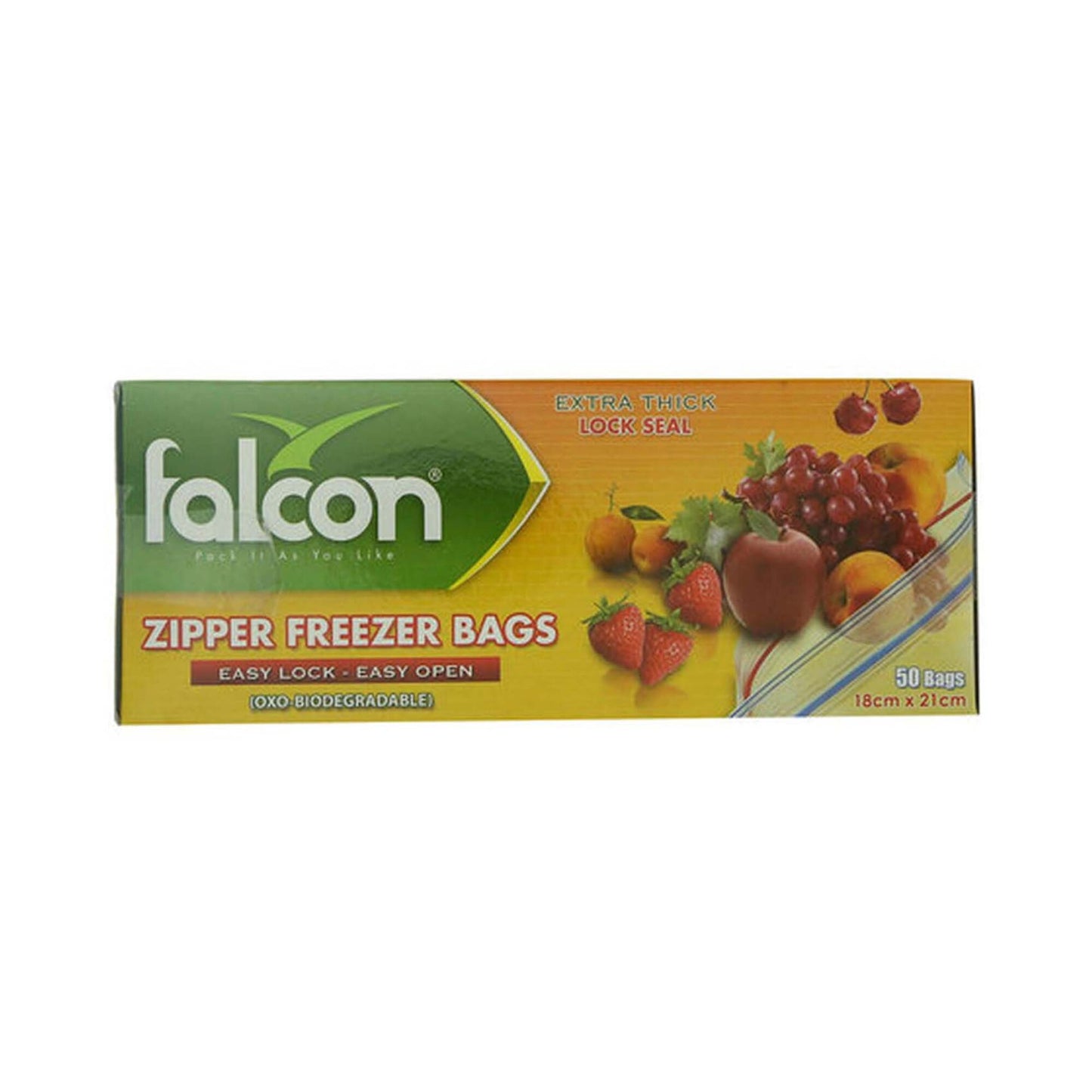 Falcon Biodegradable Zipper Bags (18x21cm) 50 per pack