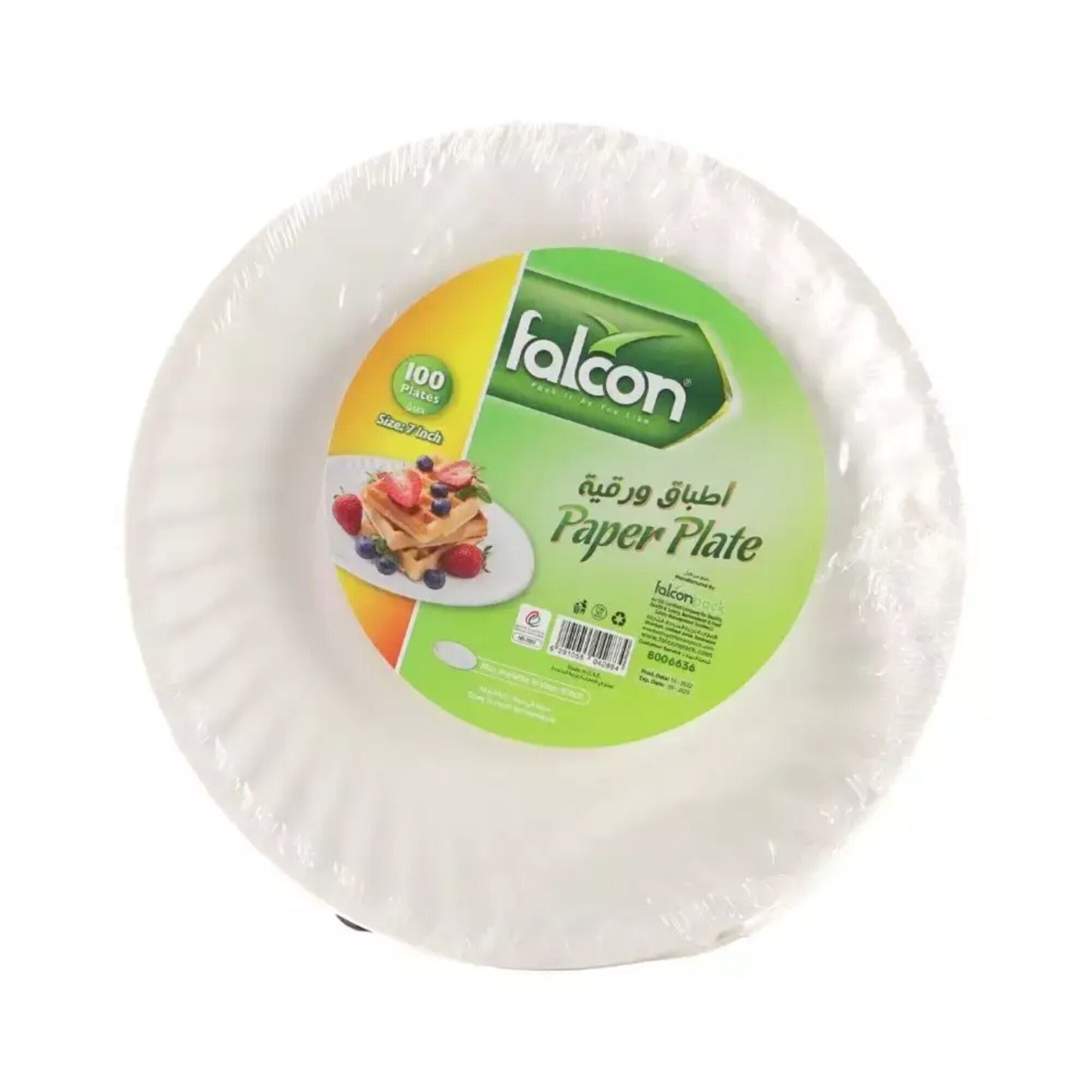 Falcon White 7 Inch Disposable Paper Plates 100 per pack
