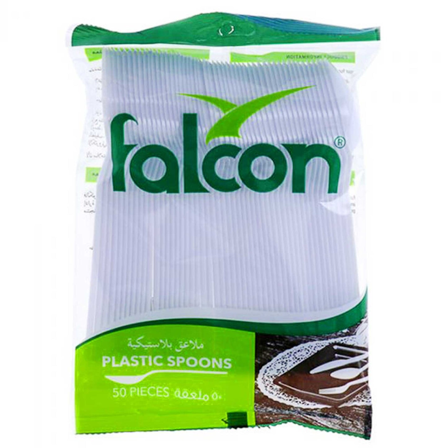 Falcon White Disposable Plastic Spoons 50 per pack