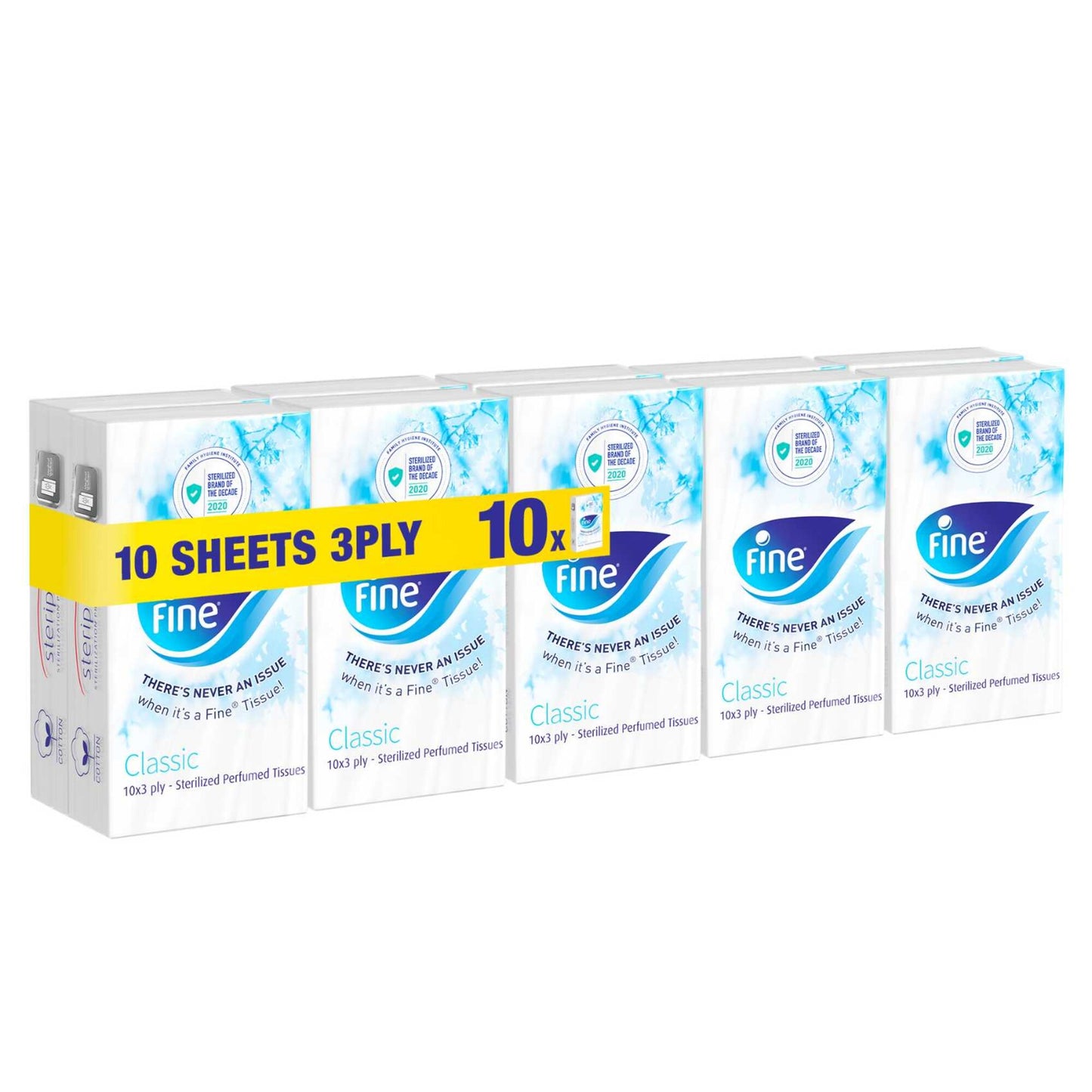 Fine Classic Sterilized Perfumed Pocket Tissues 3ply 10 x 10 tissues