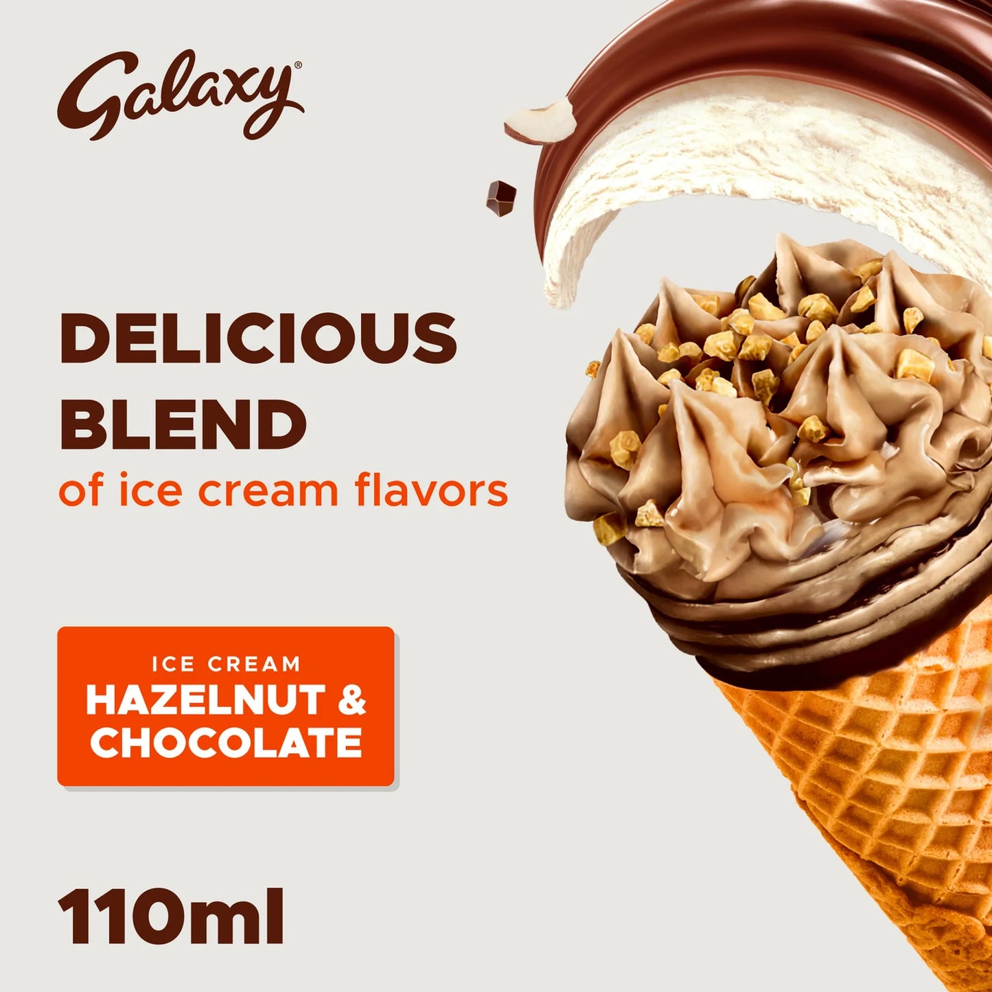 Galaxy Hazelnut and Chocolate Ice Cream Cone 110 ml