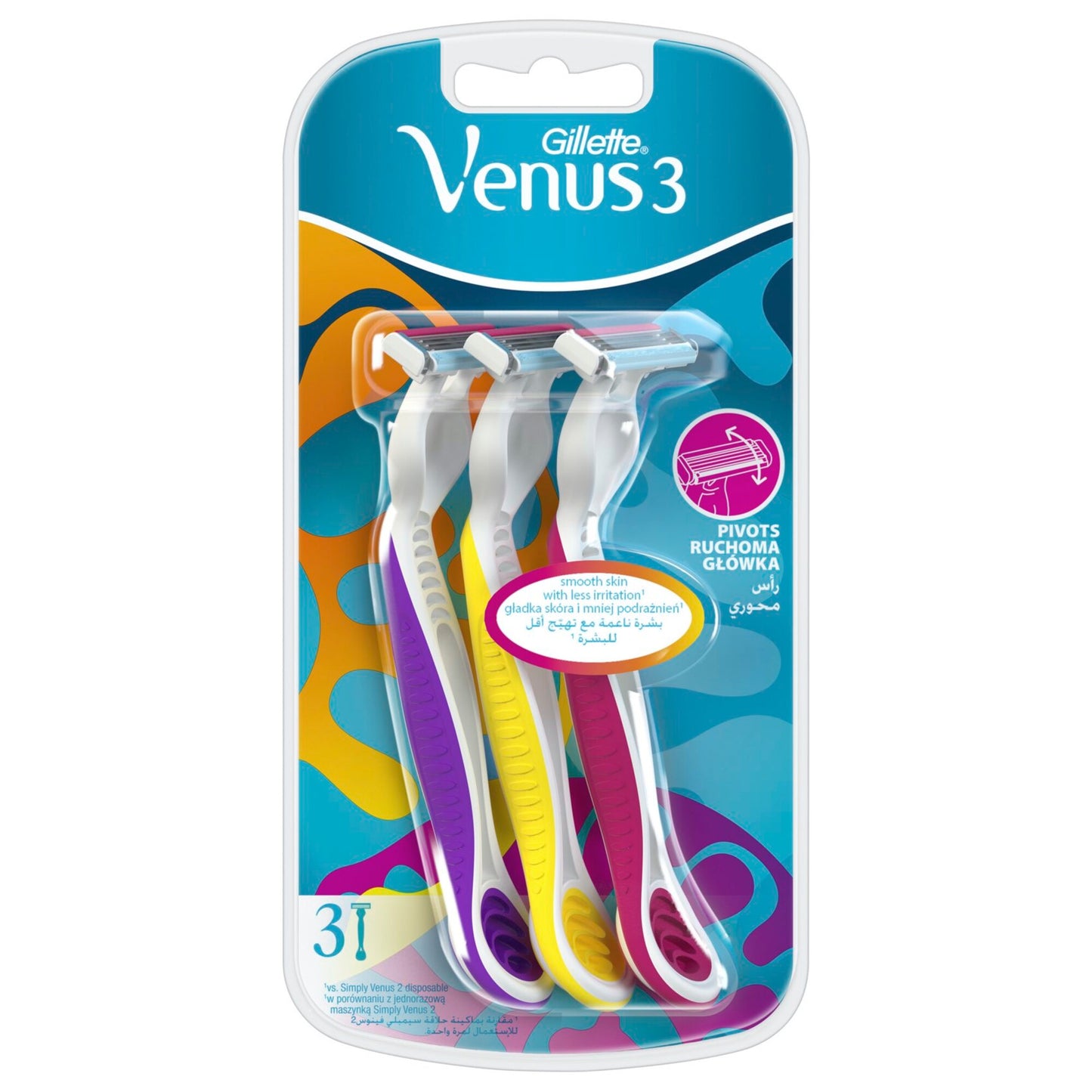 Gillette Simply Venus 3 Plus Disposable Razor Multicolour 3 Razors