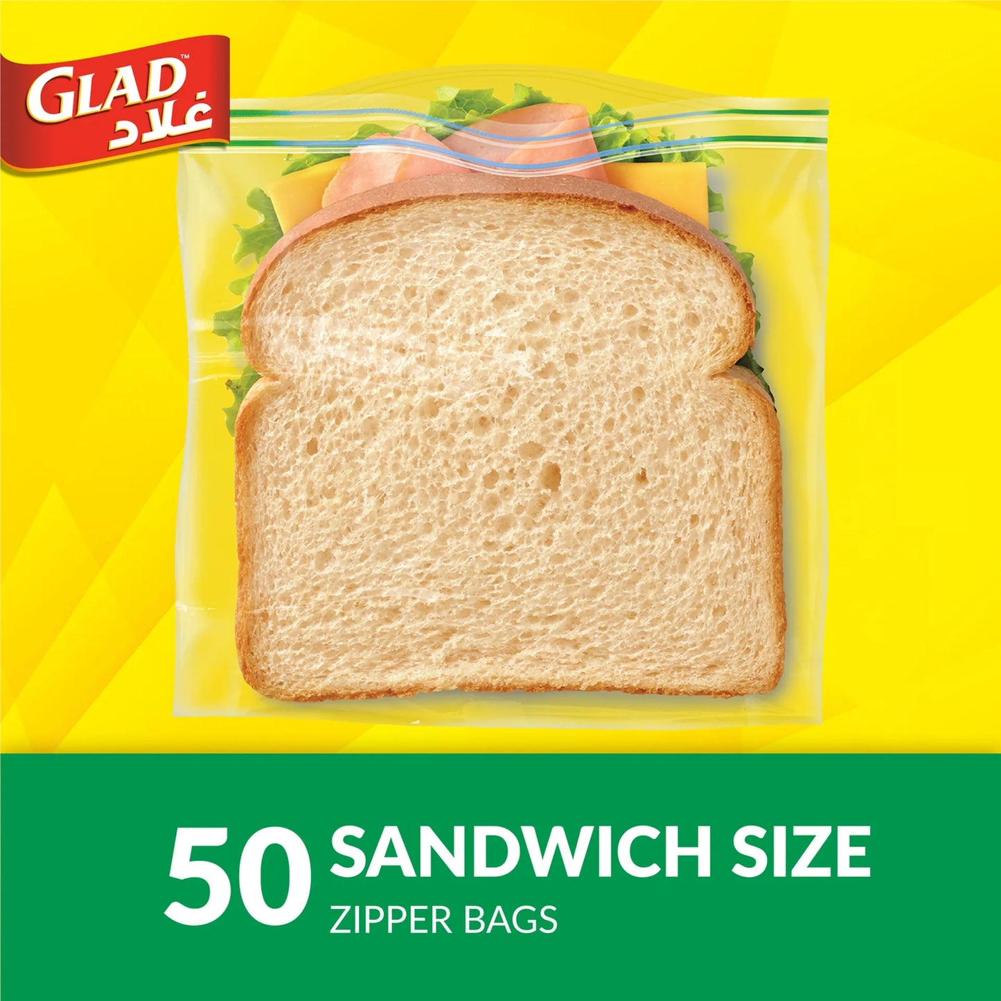 Glad Sandwich Zipper Bags (14.4x16.5cm) 50 per pack