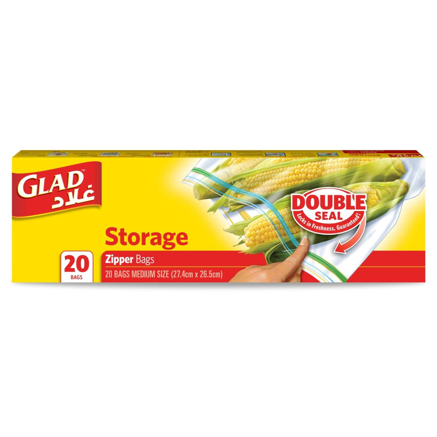 Glad Storage Zipper Bags, 20 Bags, 27.4cm x26.5cm