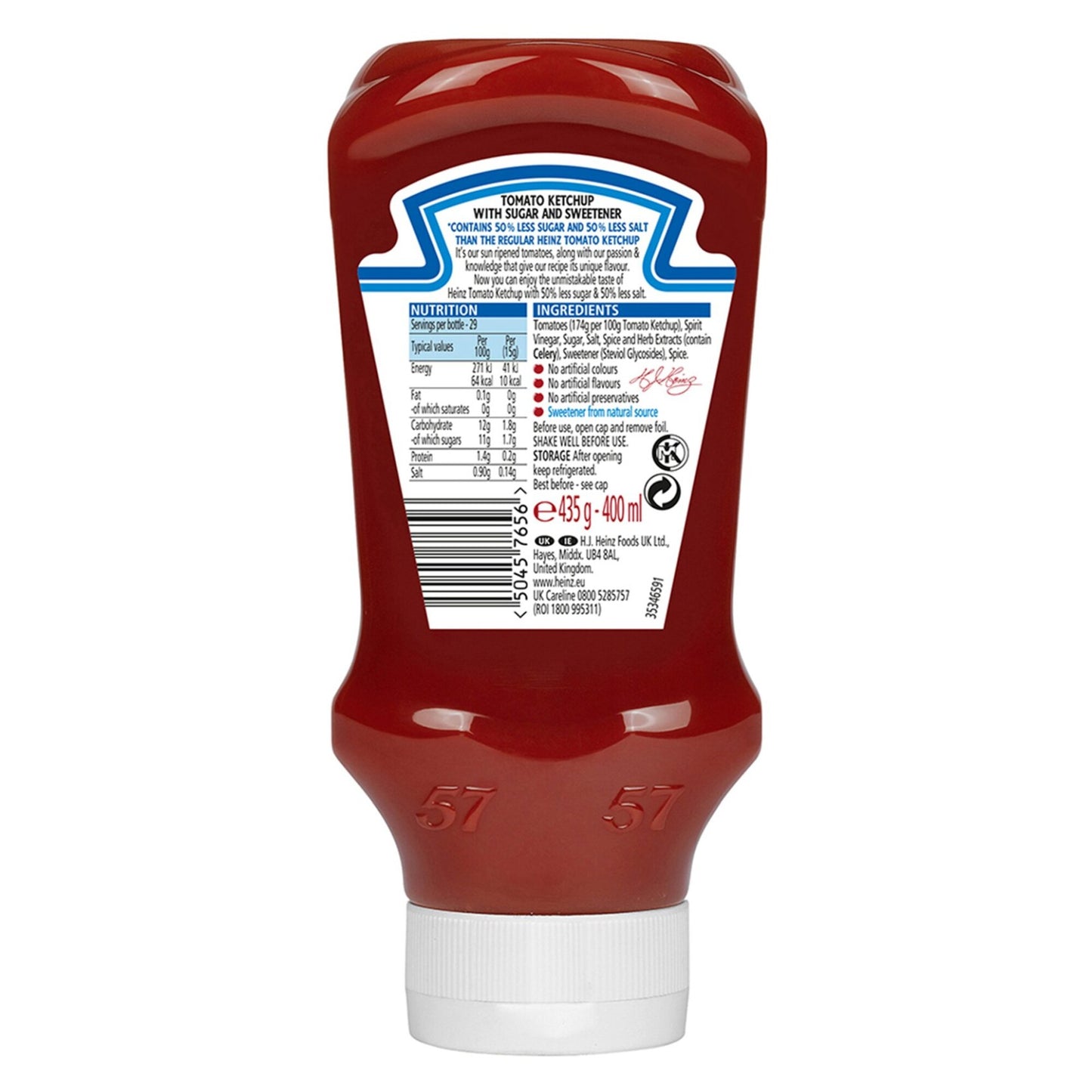 Heinz Tomato Ketchup - 50% less sugar & salt, artificial flavors free 435 gr