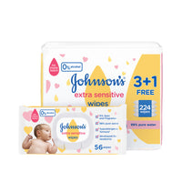 Johnsons Baby Extra Sensitive Wipes 4 x 56's