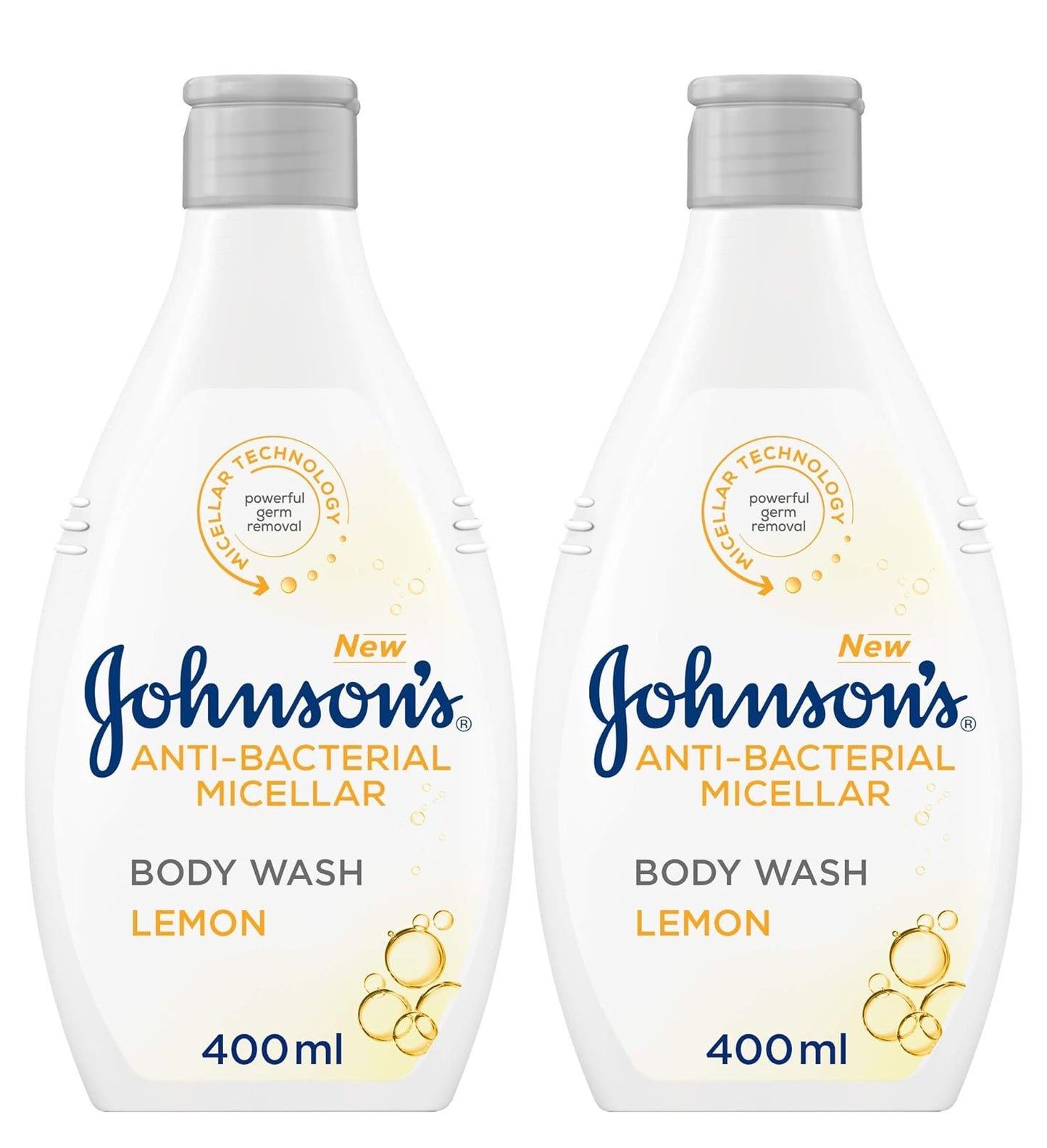Johnson's Body Wash Anti Bacterial Lemon 400ml Twin Pack 20% off