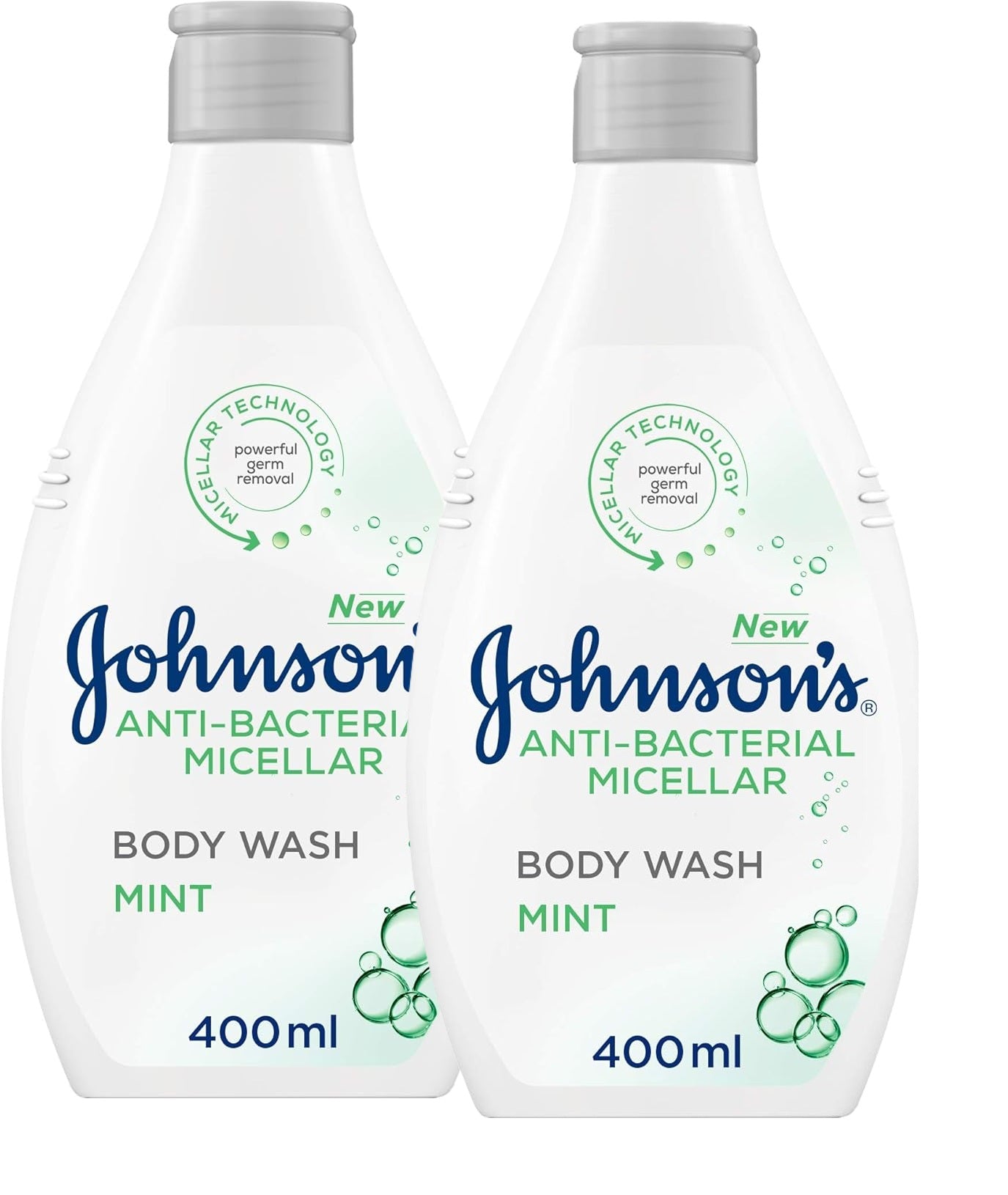 Johnson's Body Wash Anti Bacterial Mint 400ml Twin Pack 20% off