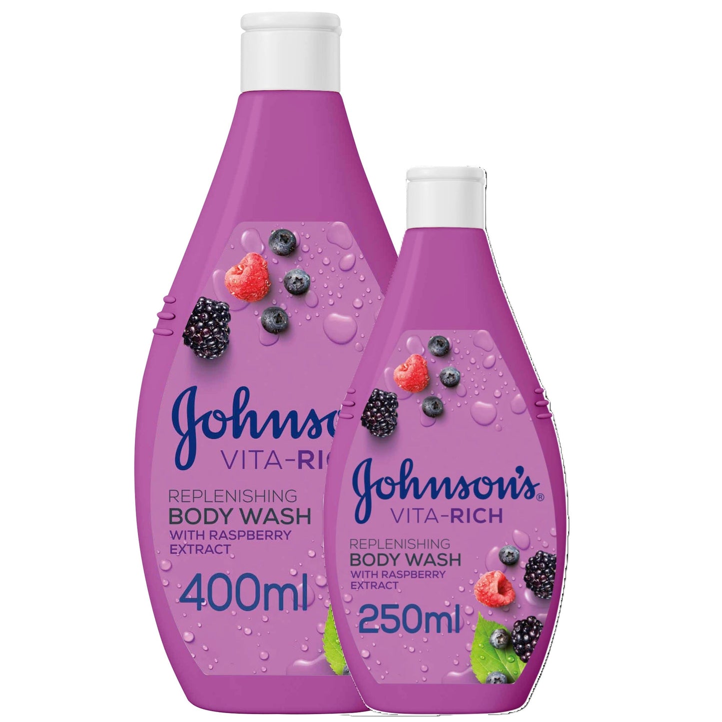 Johnson's Vita-Rich Replenishing Body Wash with Raspberry Extract 400ml+ 250ml