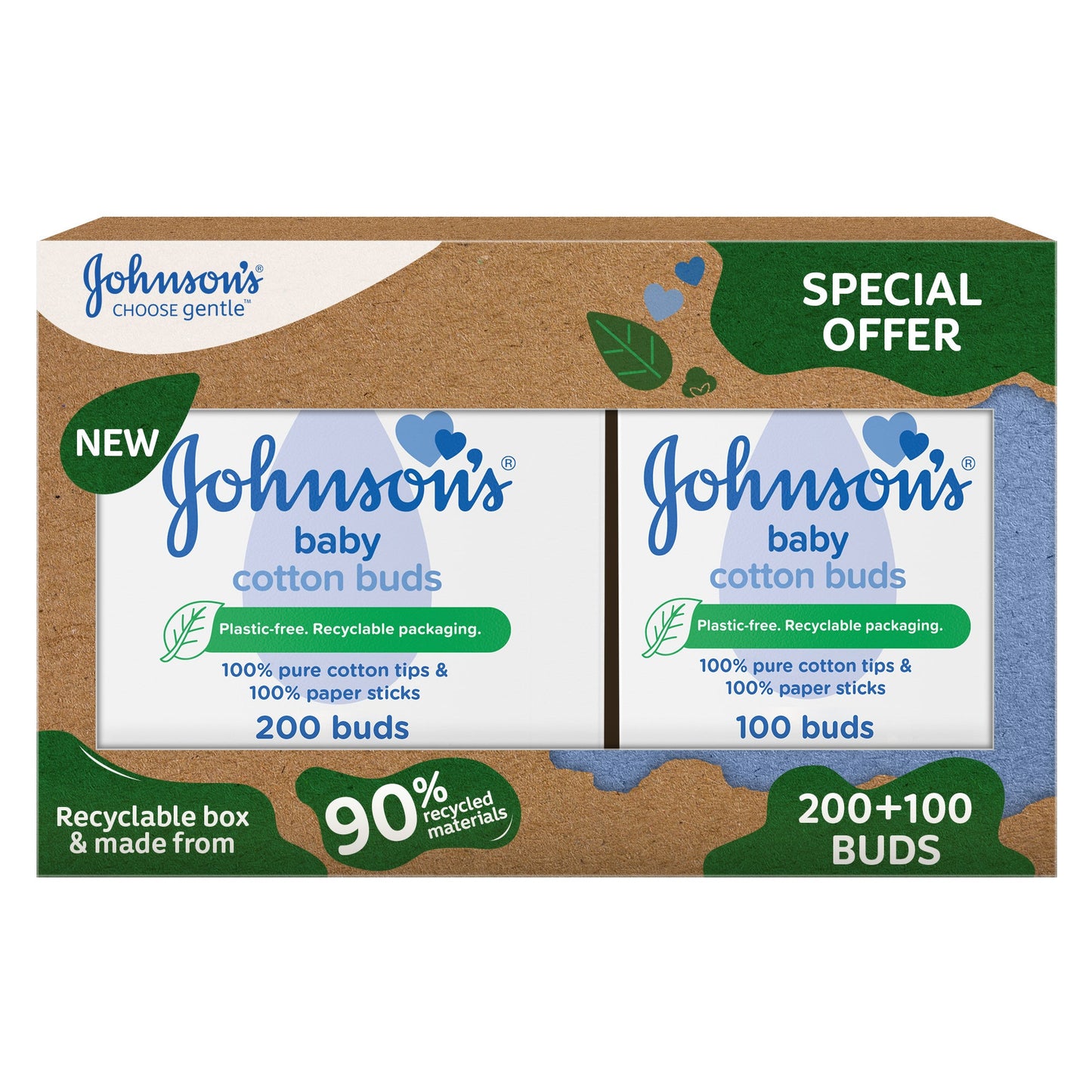 Johnson's Baby Cotton Buds 200 Pcs+ 100 Pcs pack 20% off
