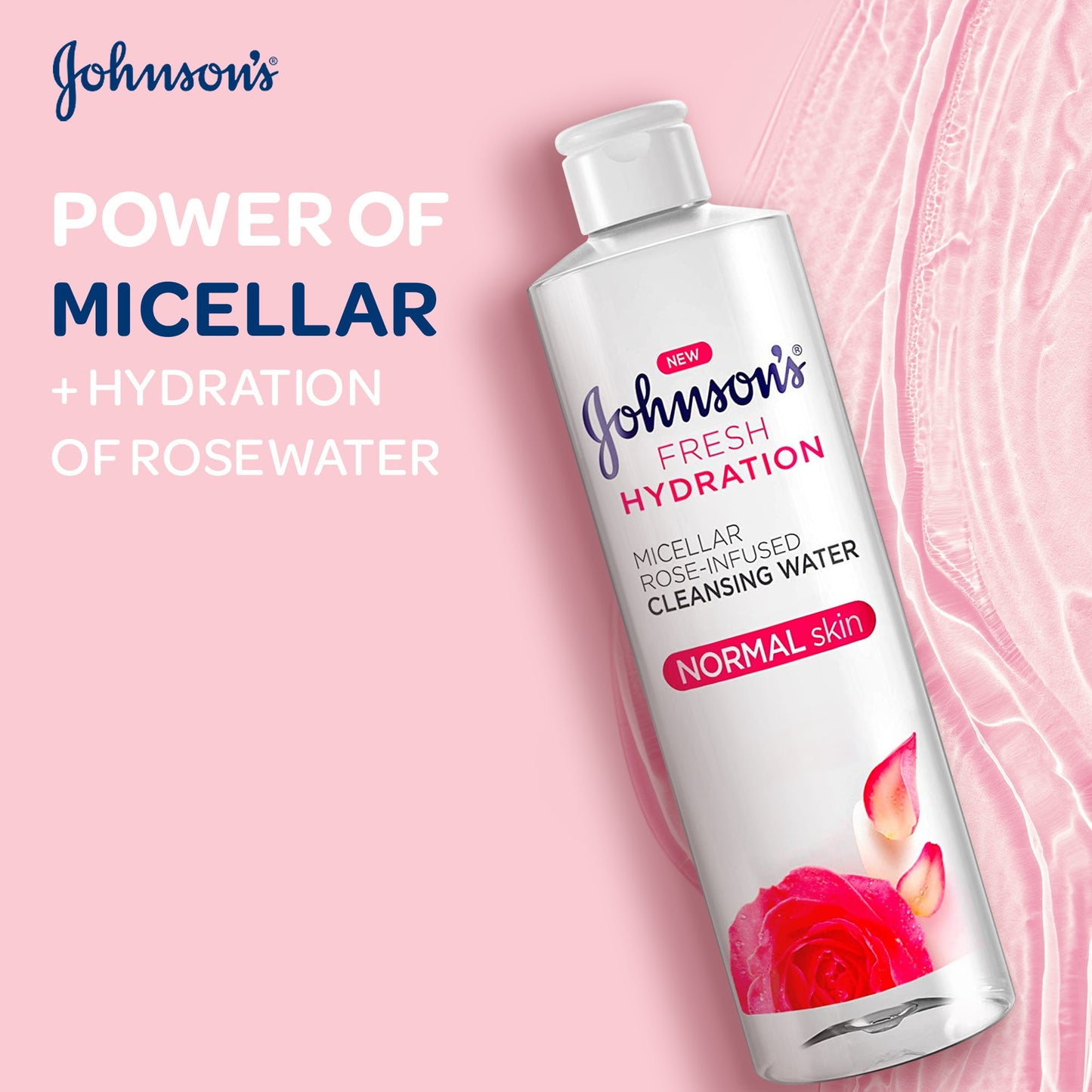 Johnson's Micellar Water Fresh Hydration Rose-Infused Cleansing Water 400ml