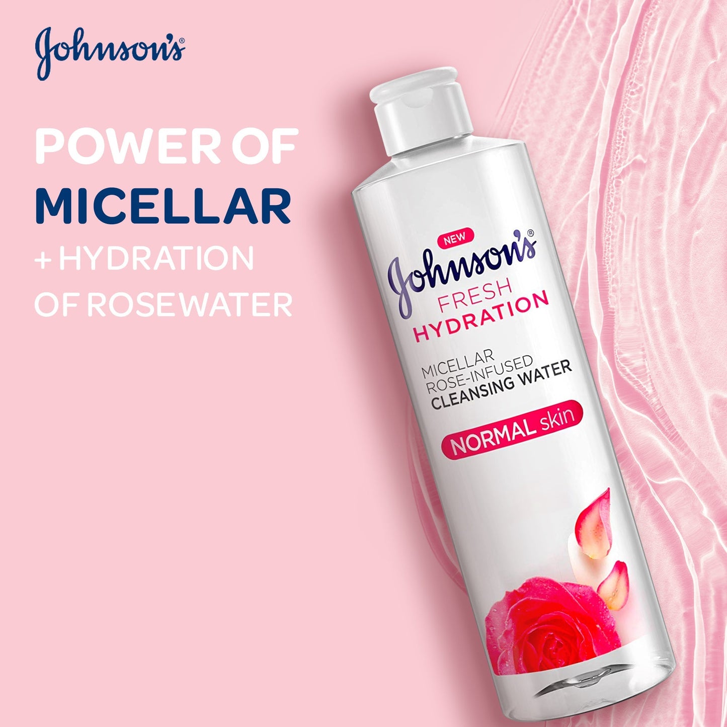Johnson's Micellar Water Fresh Hydration Rose-Infused Cleansing Water 400ml