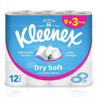Kleenex Cottonelle Dry Soft Toilet Roll 2ply (9+3 Free) 12 x 200 tissues