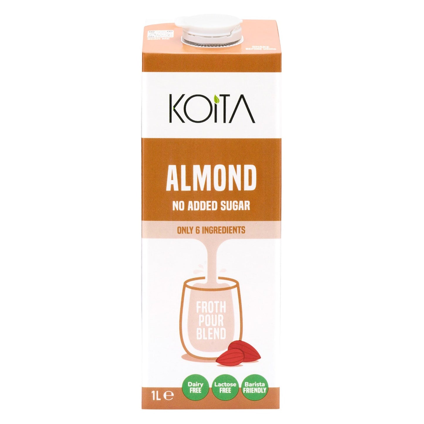 Koita Almond No Added Sugar Milk 100% Plant-Based Dairy & Lactose Free 1L