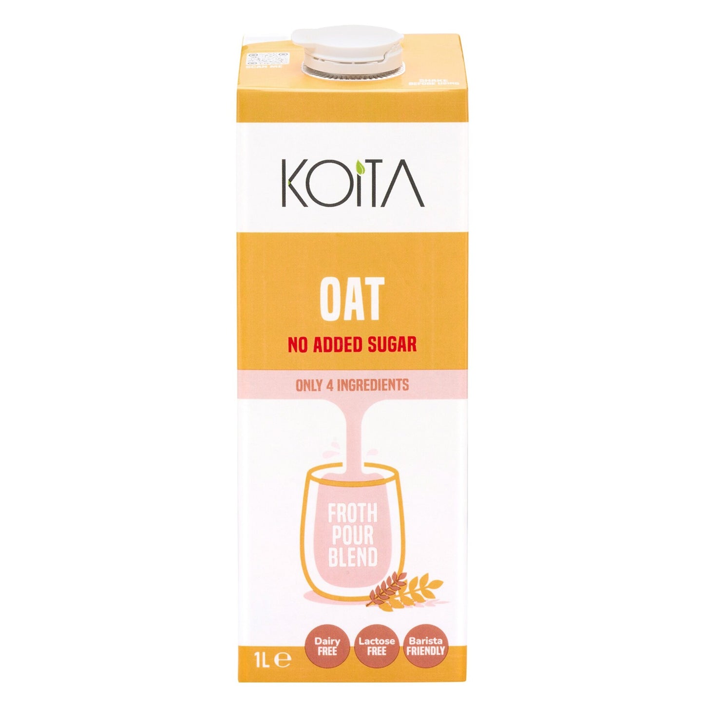 Koita Oat No Added Sugar Milk, 100% Plant-Based Dairy & Lactose Free 1L