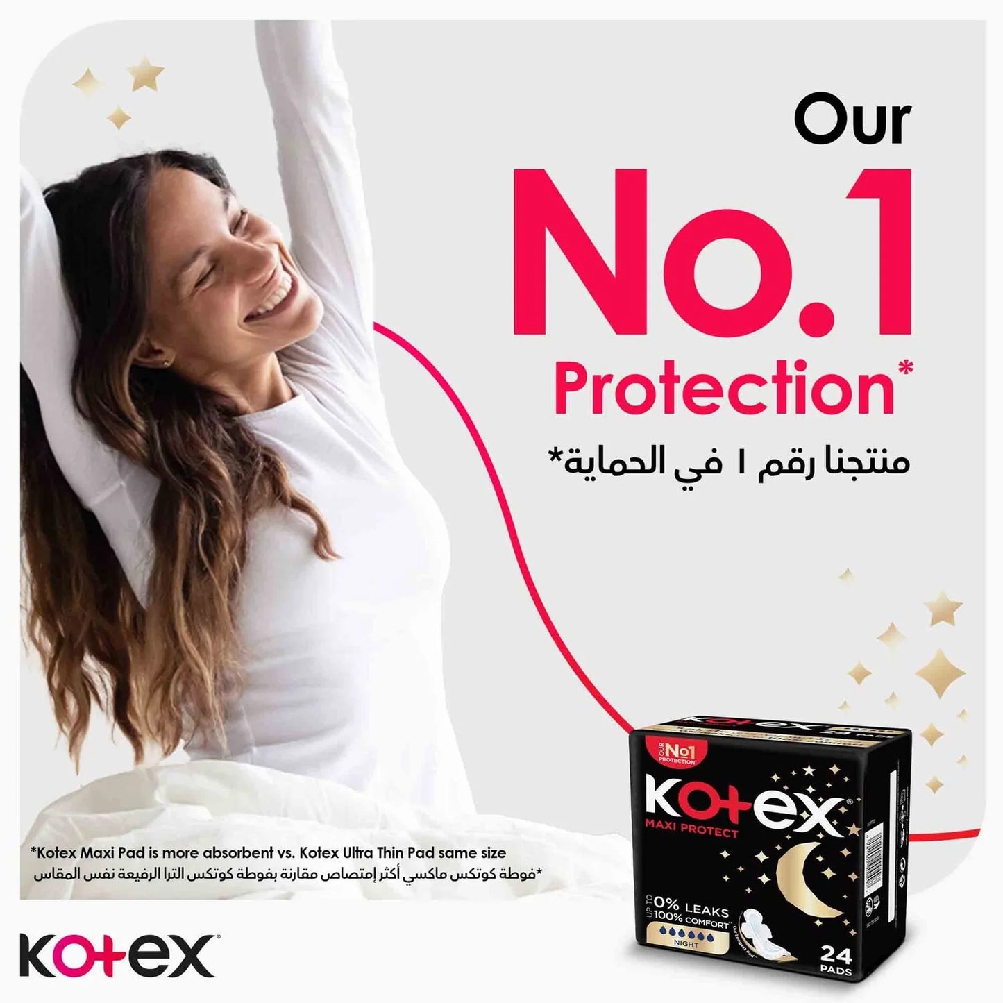 Kotex Maxi Protect Night Pads with Wings 24 per pack