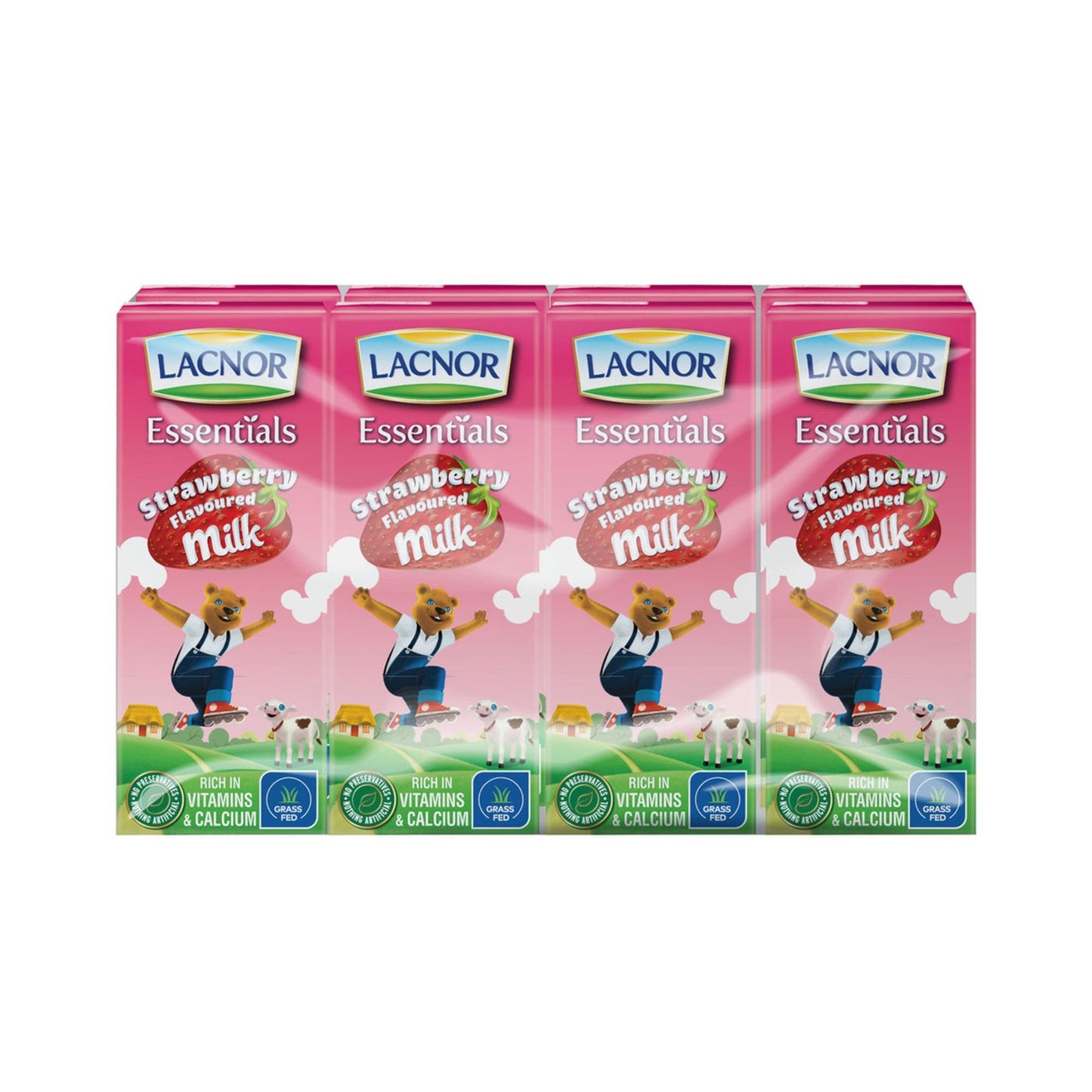 Lacnor Essentials Long Life Strawberry Milk 8x180ml