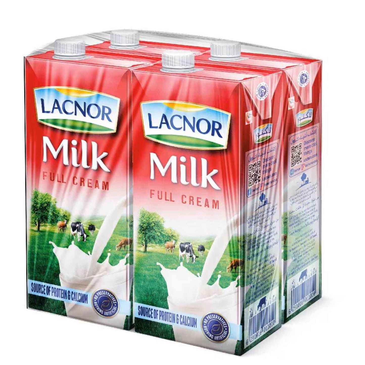 Lacnor Long Life Full Cream Milk 4x1L
