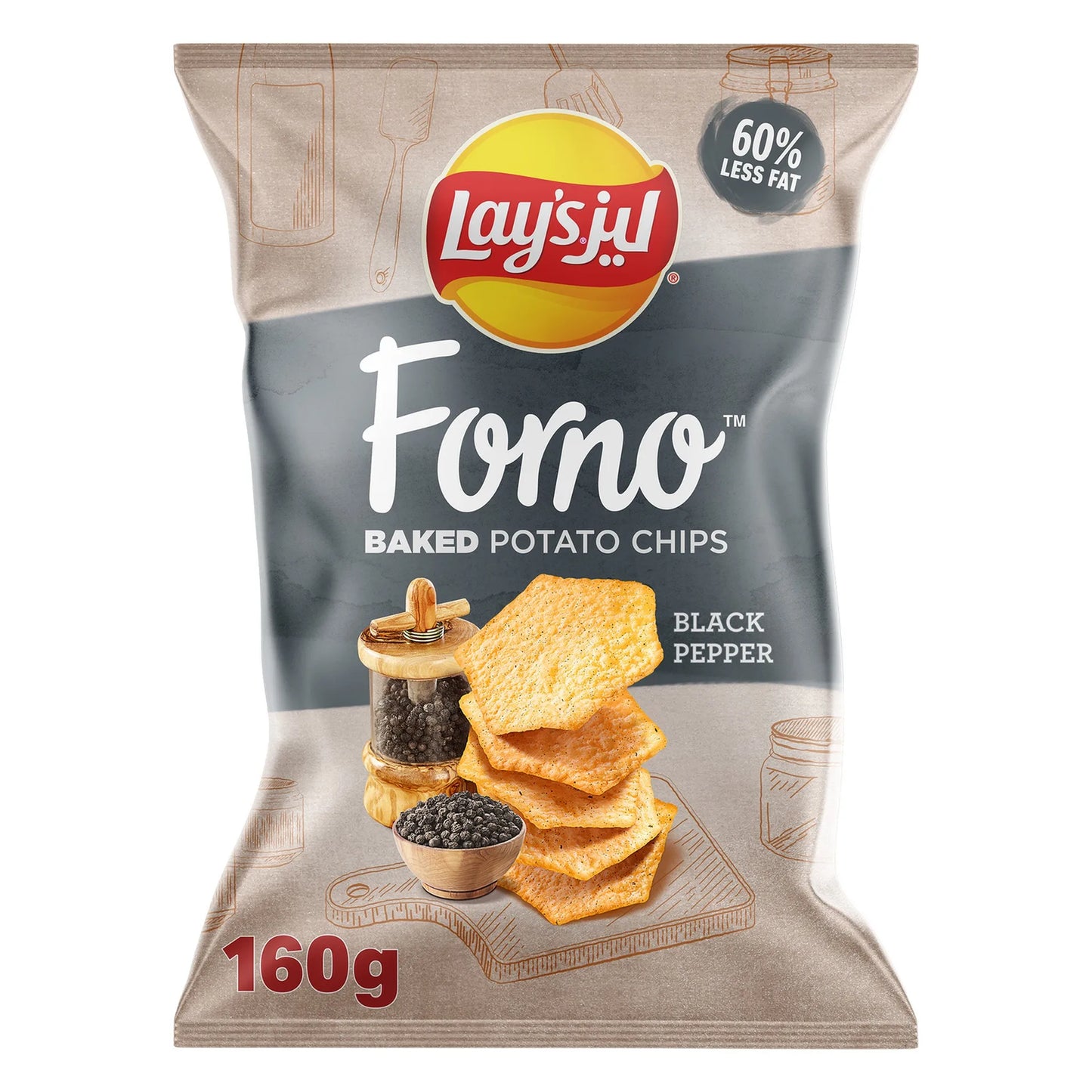 Lay's Forno Oven Baked Black Pepper Potato Chips 160 gr