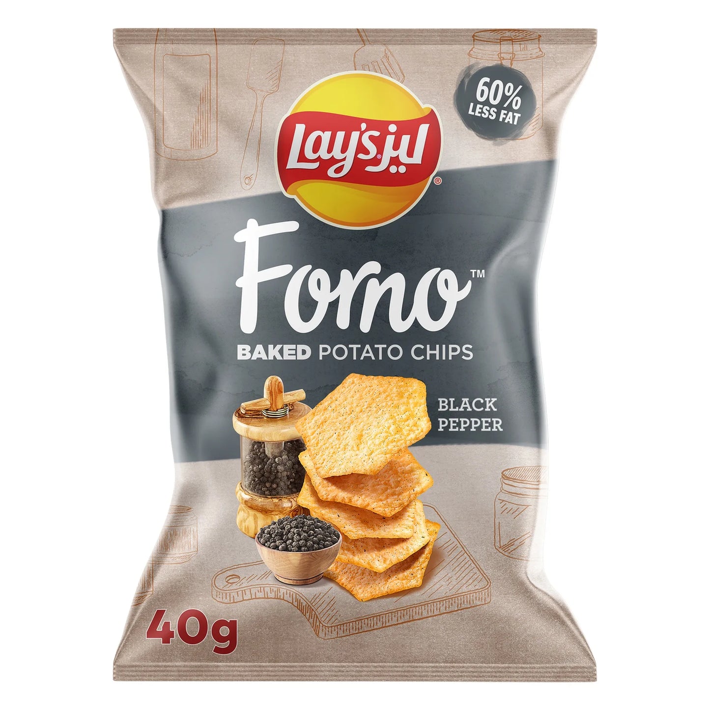 Lay's Forno Oven Baked Black Pepper Potato Chips 40 gr