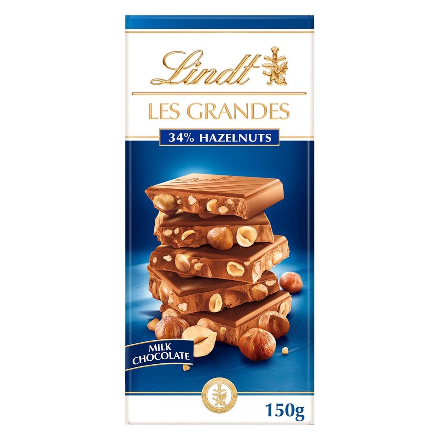 Lindt Les Grandes Milk Chocolate Slab with Hazelnuts 150 gr