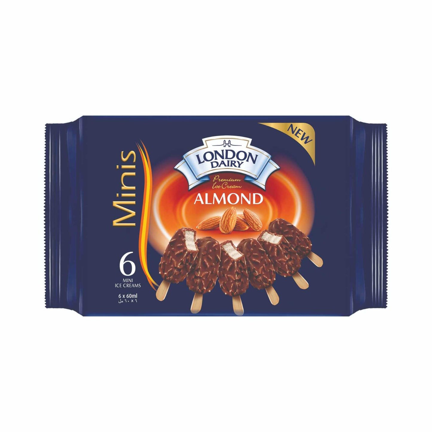 London Dairy Mini Almond Ice Cream Sticks 6 x 60 ml