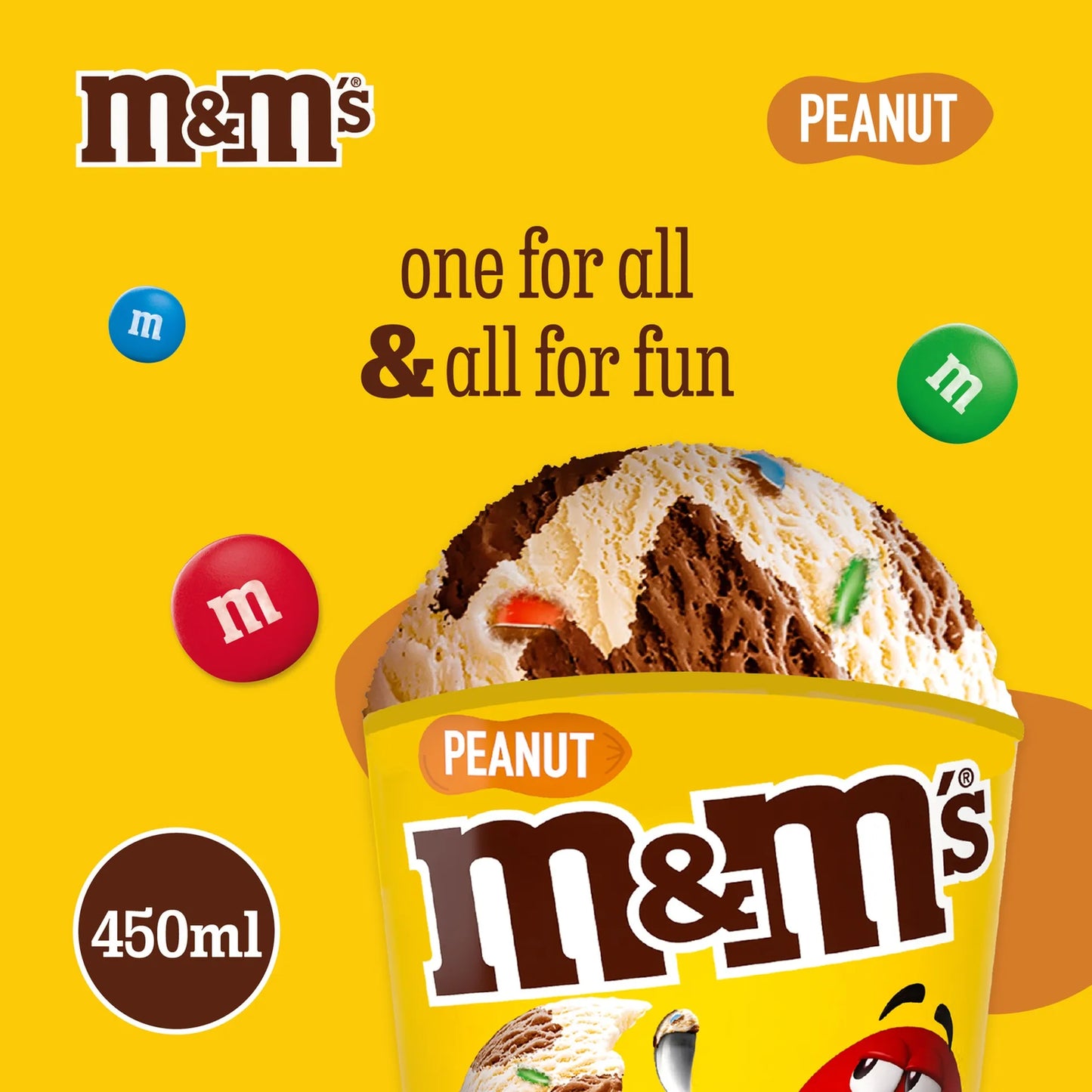 MandM s Ice Cream with Peanuts Tub 450 ml
