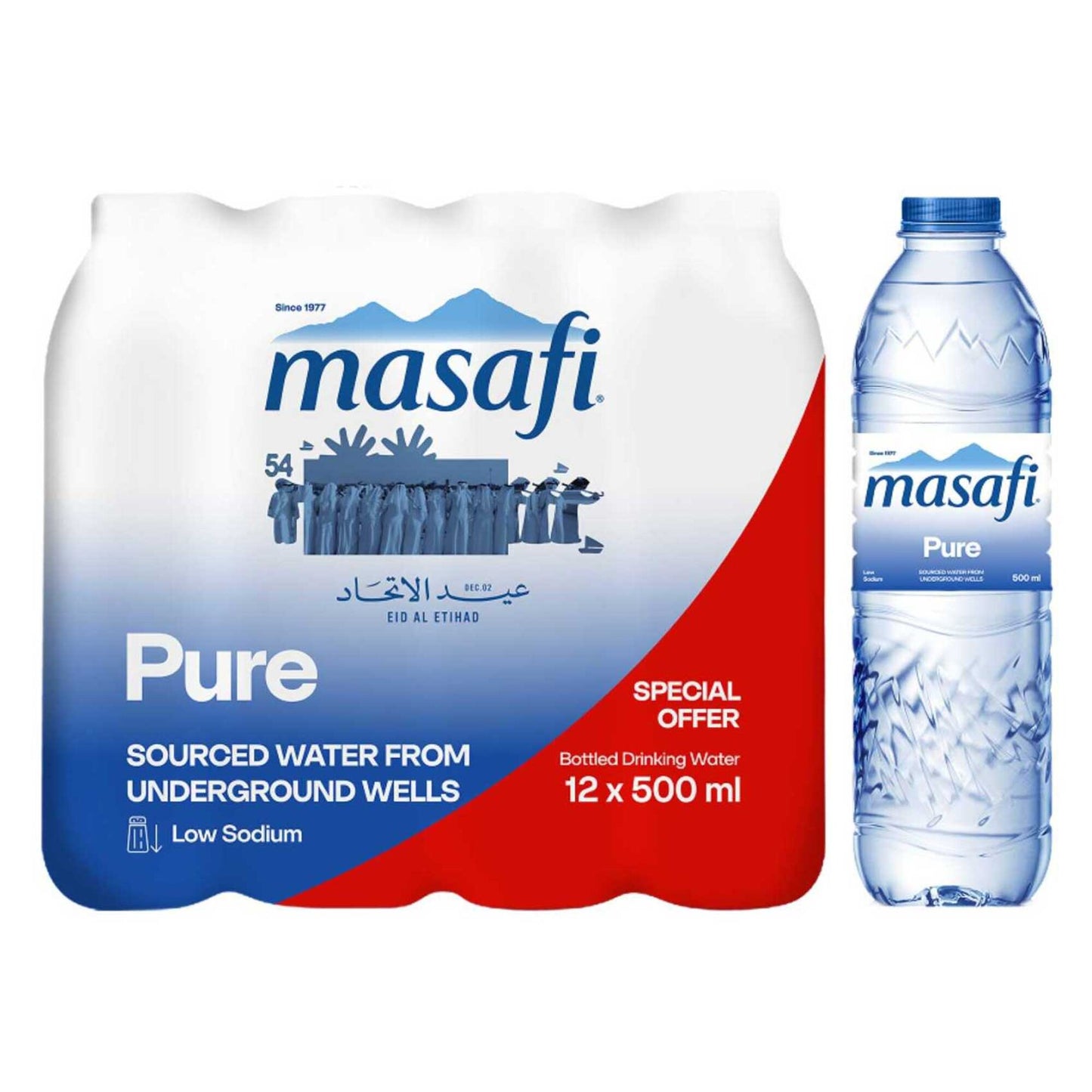 Masafi Pure Mineral Water 12x500 ml - low sodium