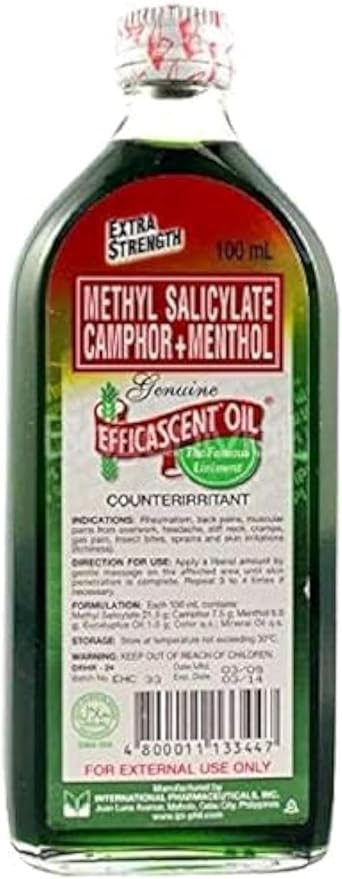 Methyl Salicylate Camphor & Menthol Efficascent Oil 100 ml
