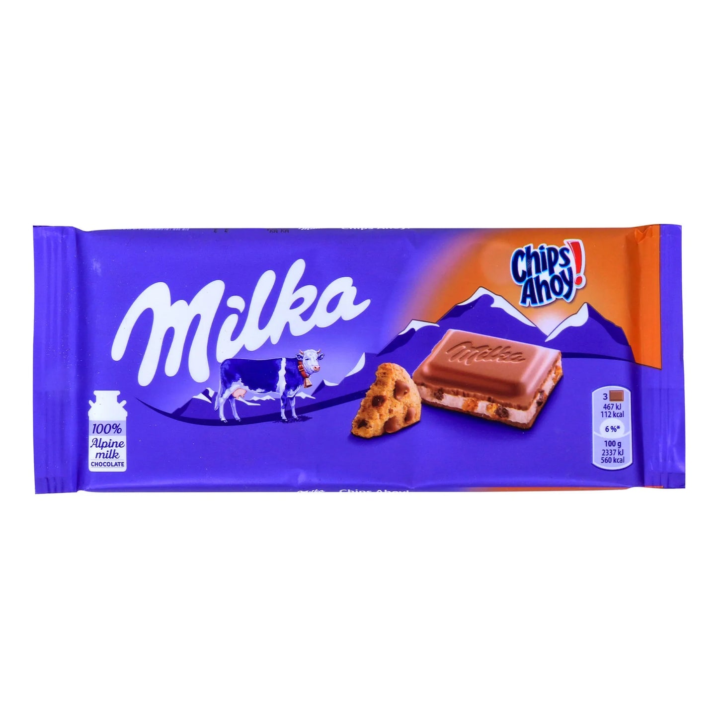 Milka Alpine Milk Chocolate Slab with Chips Ahoy 100 gr