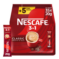Nescafé 3in1 Classic Instant Coffee Sticks (30+5 Free) 35 x 20 gr