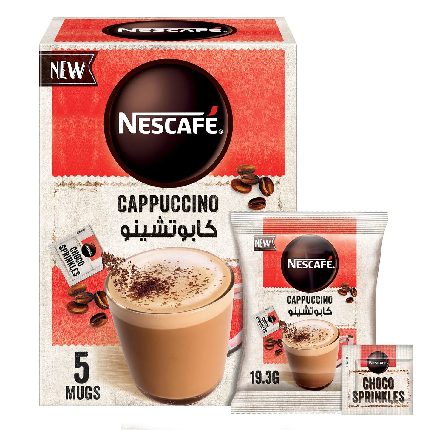 Nescafé Cappuccino Instant Coffee with Choco Sprinkles 5 x 19.3 gr
