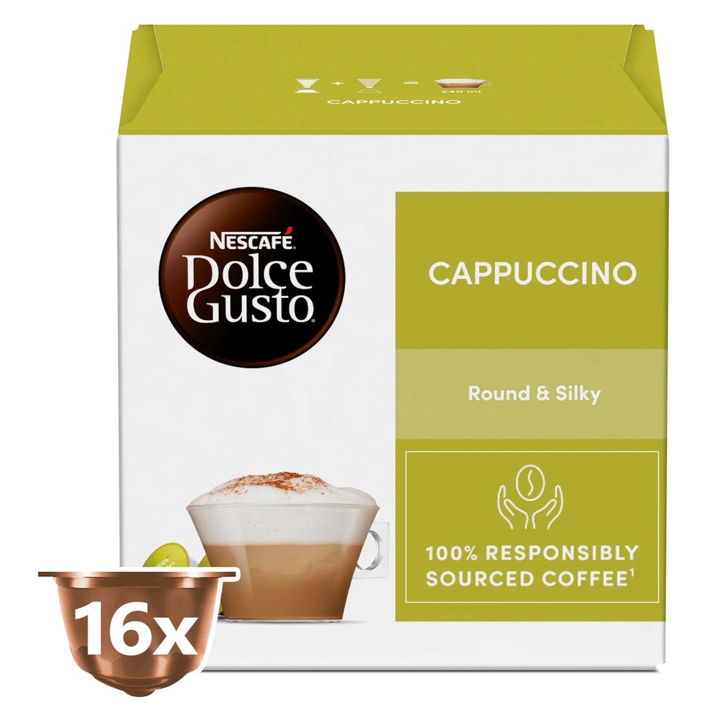 Nescafé Dolce Gusto Cappuccino Coffee (8 Capsules) & Milk (8 Capsules) 16 coffee capsules