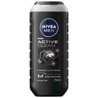 NIVEA Men Active Clean Shower Gel with Active Charcoal 250 ml