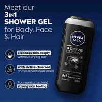 NIVEA Men Active Clean Shower Gel with Active Charcoal 250 ml