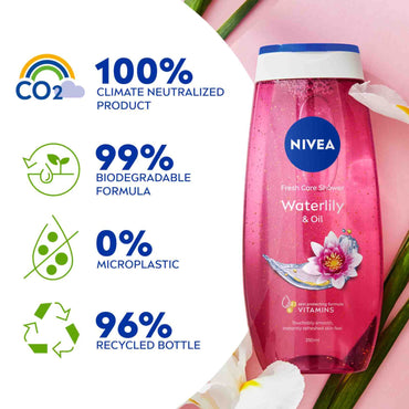 NIVEA Refreshing Shower Gel Waterlily Scent with Oil 250 ml