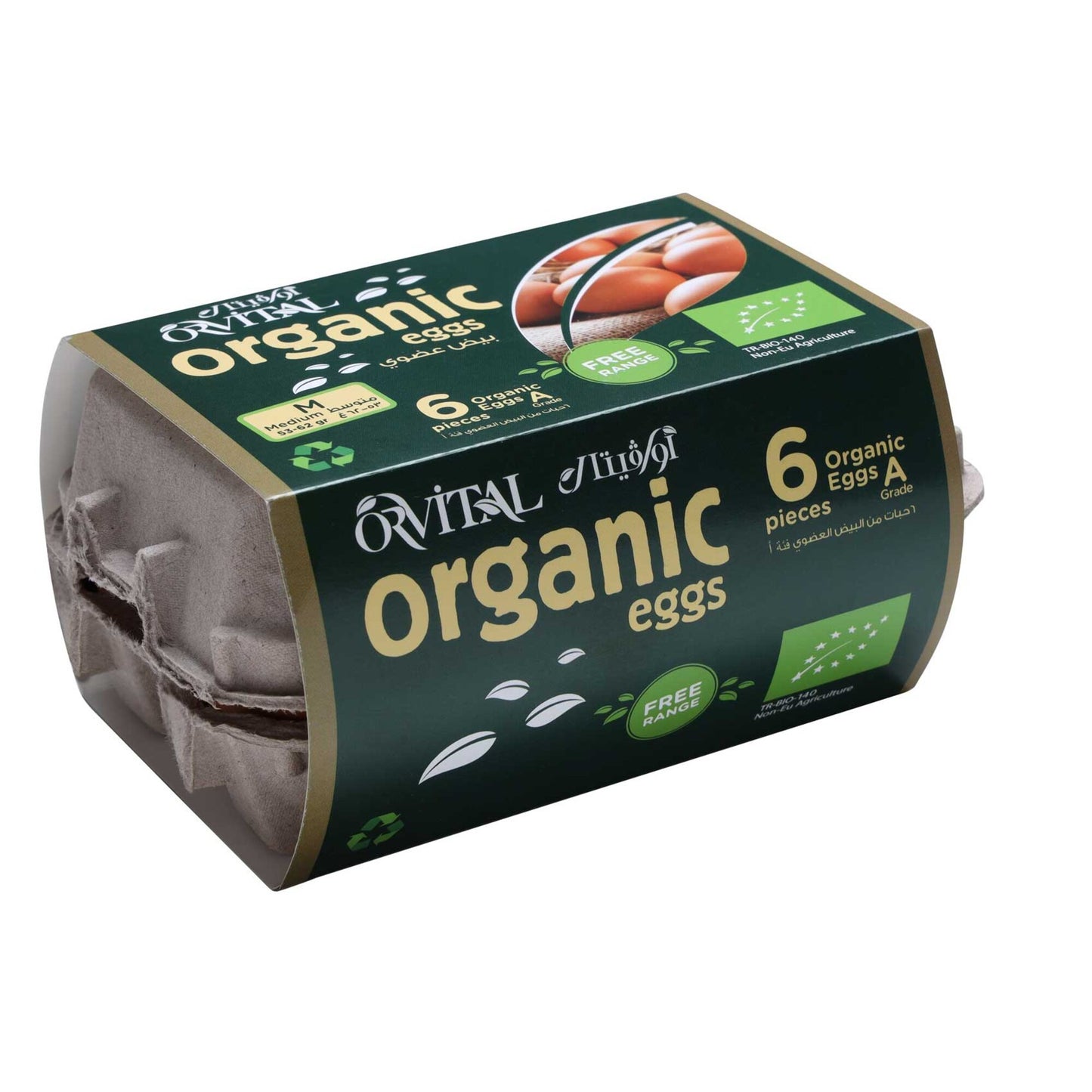 Orvital Organic Medium Grade A Free Range Eggs 6per pack