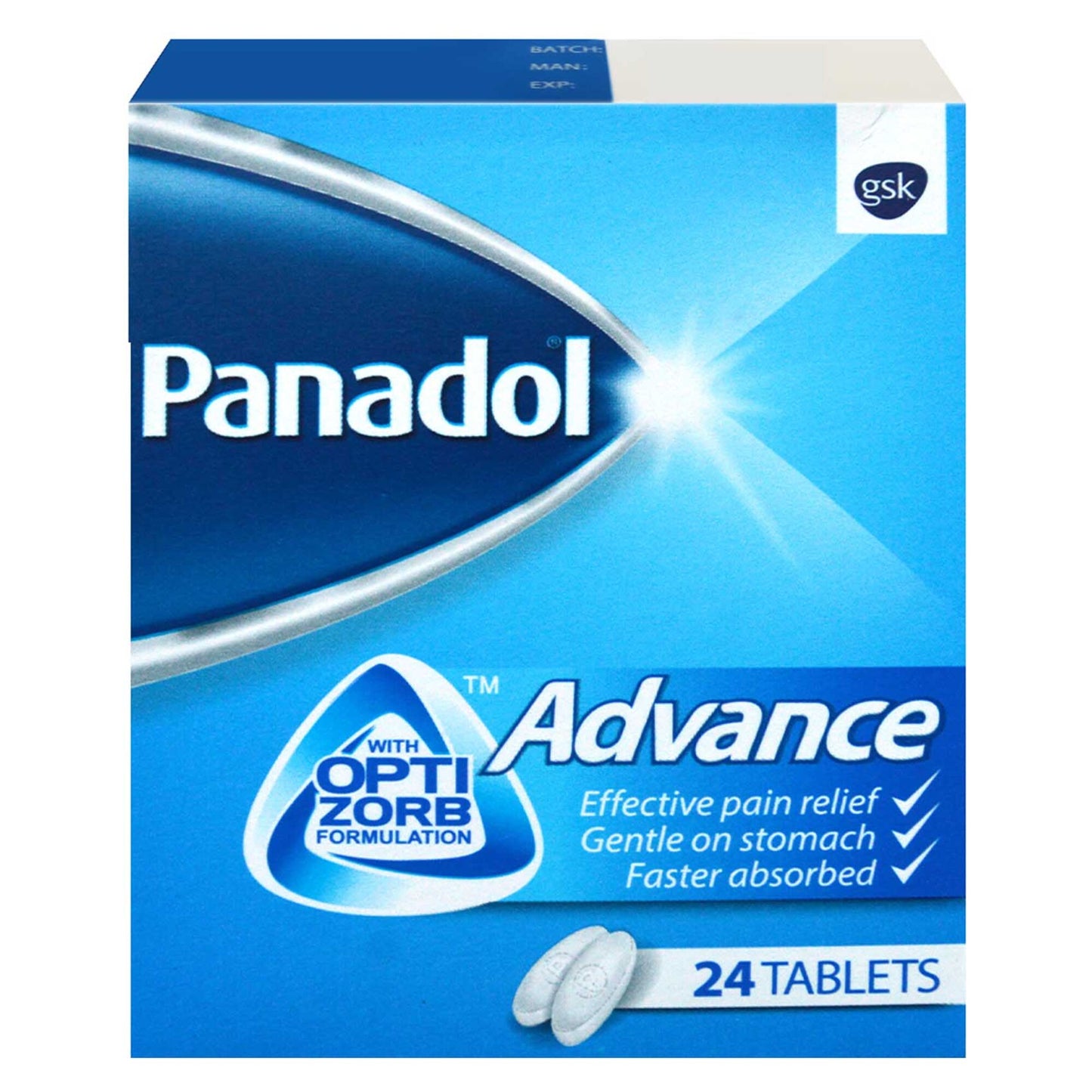 Panadol Advance 500mg Paracetamol for Pain & Fever Relief 24 tablets