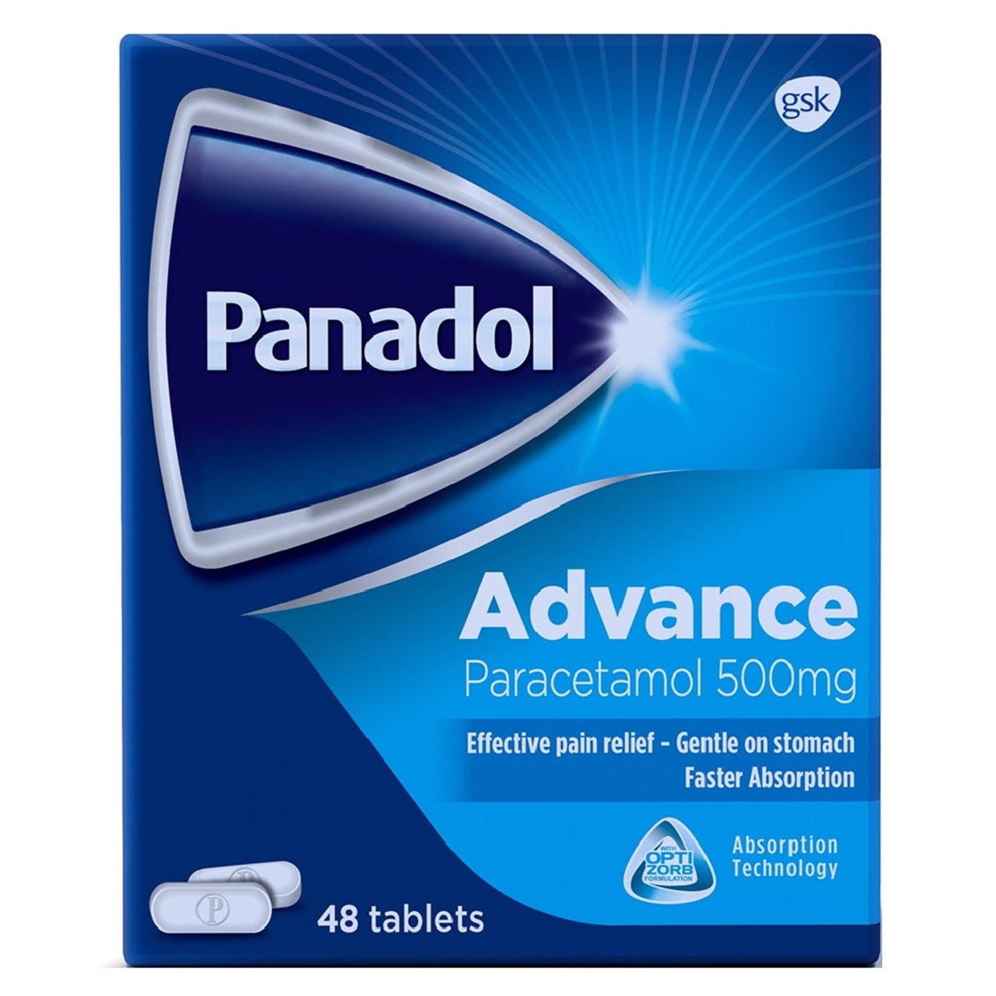 Panadol Advance 500mg Paracetamol for Pain & Fever Relief 48 tablets