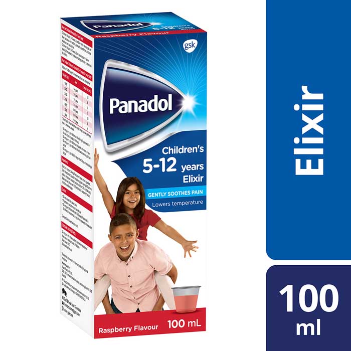 Panadol Children's Paracetamol Elixir Raspberry Flavor (5-12 Years) 100 ml