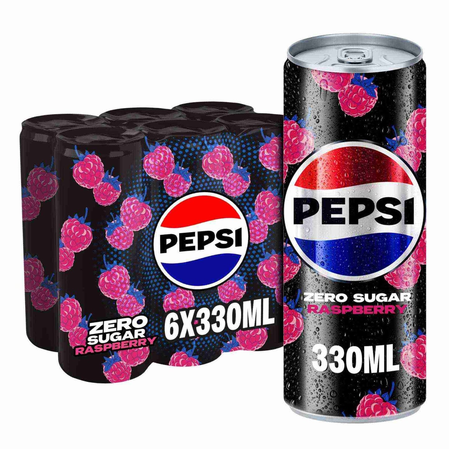 Pepsi Zero Sugar Cans Raspberry Flavor 6 x 330 ml