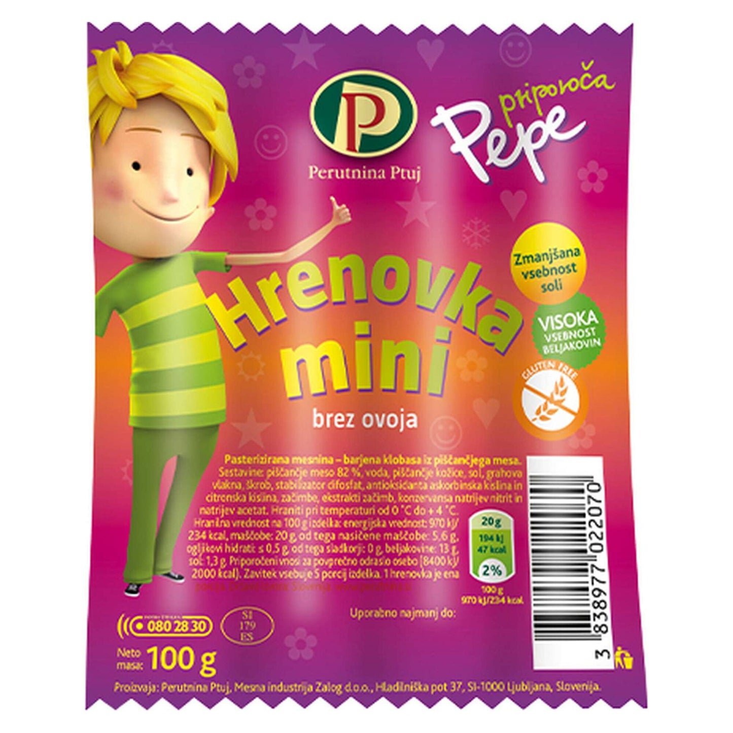 Perutnina Ptuj Mini Chicken Frankfurters 100 gr