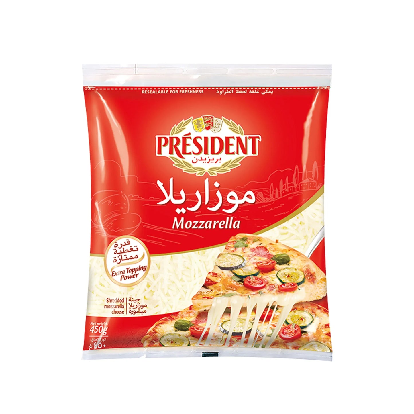 President Shredded Mozzarella Cheese 450g