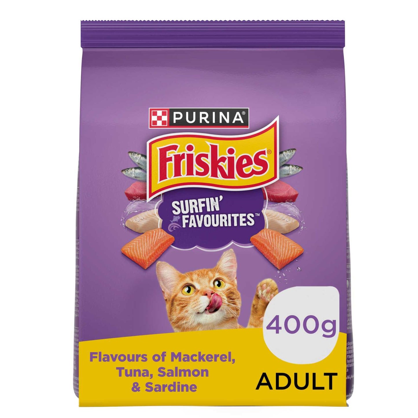 Purina Friskies Surfin Favorites Dry Food Seafood Flavor for Adult Cats 400 gr