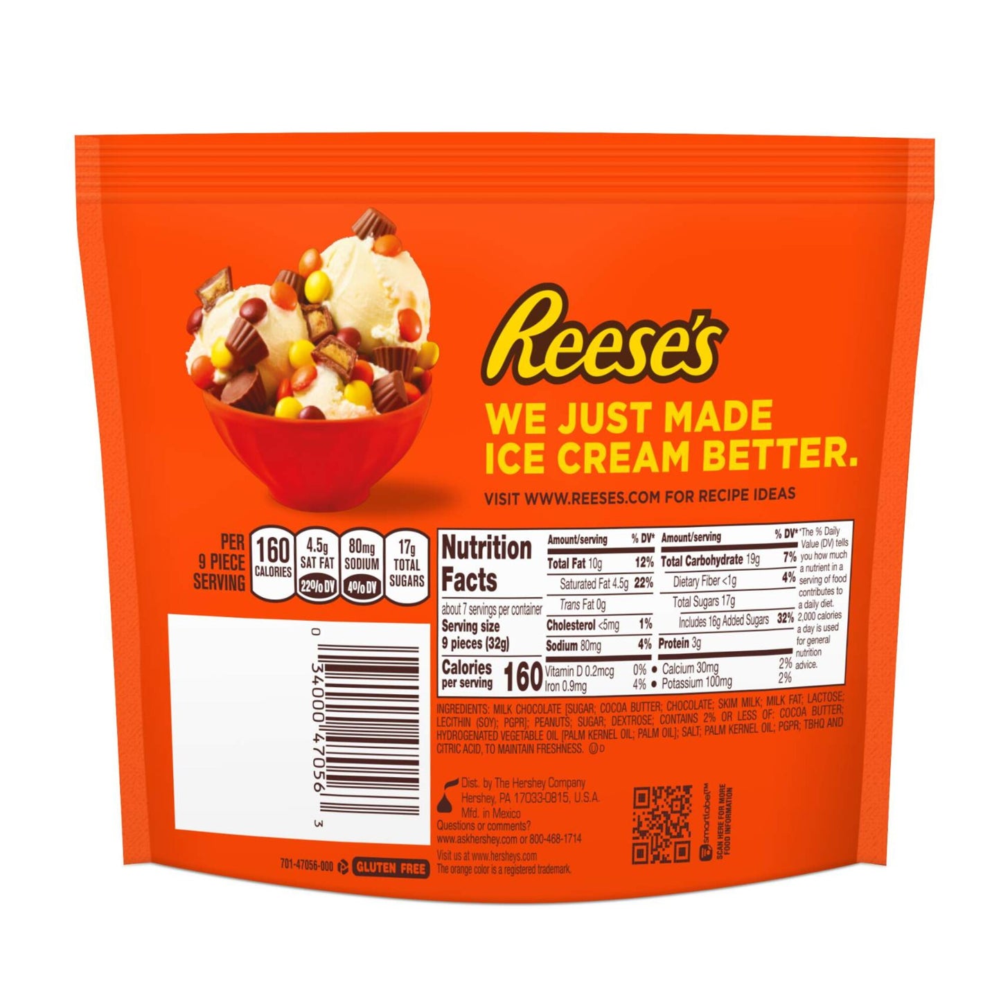 Reese's Mini Unwrapped Milk Chocolate & Peanut Butter Cups 215 gr