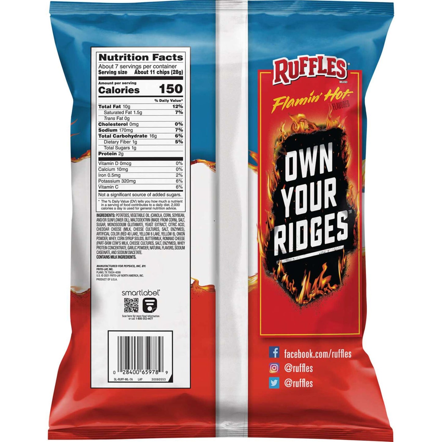 Ruffles Flamin' Hot Flavoured Chips, 184.2g