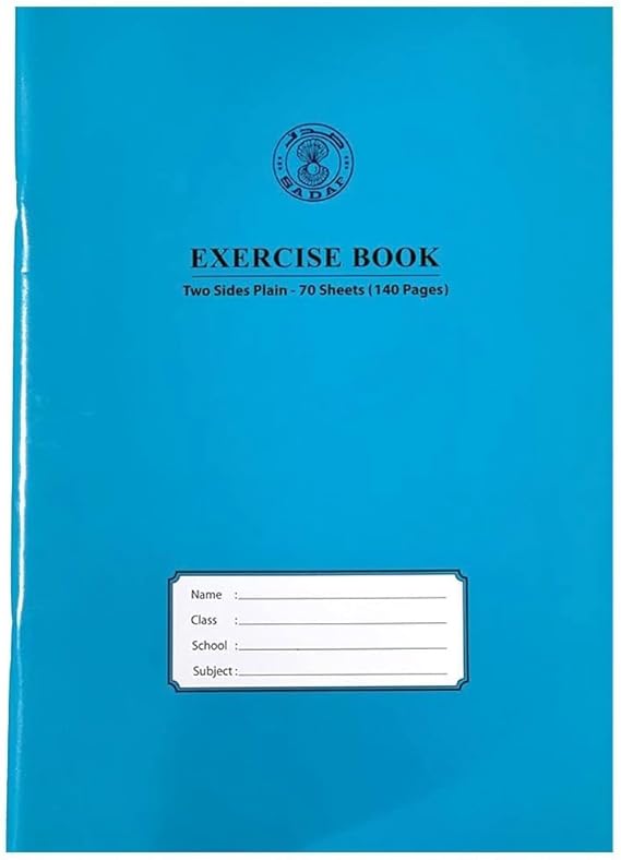 Sadaf Blue 2 Sides Plain Exercise Book (100 Sheets) 1 pcs