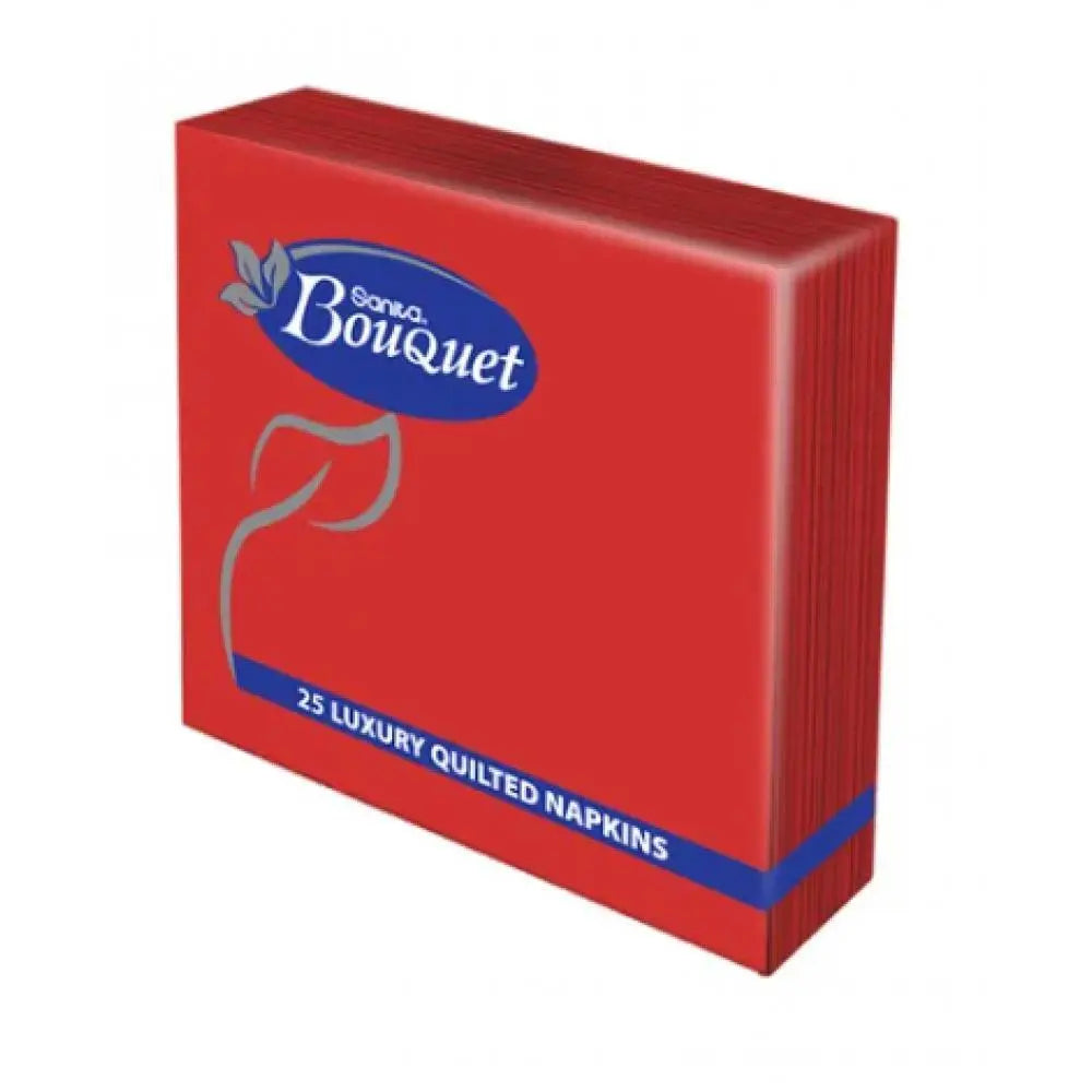 Sanita Bouquet Red Quilted Napkins 2ply (33x33cm) 25 tissues