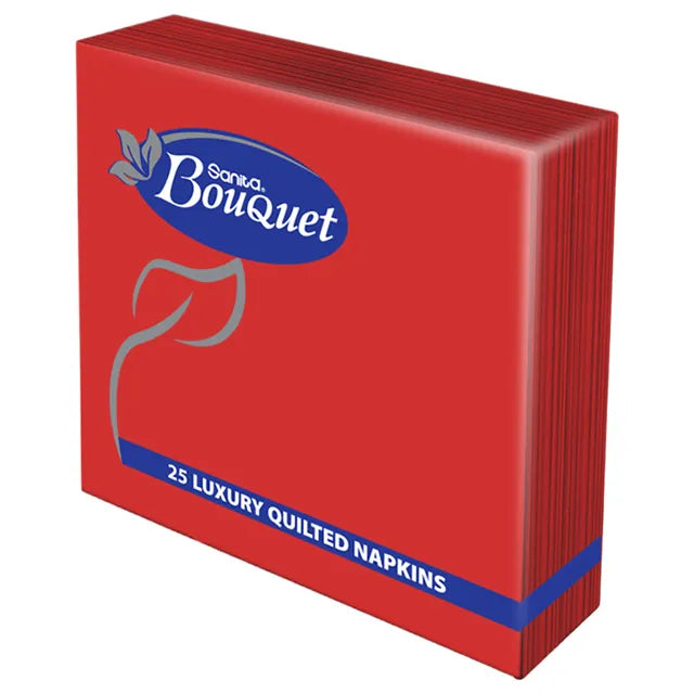 Sanita Bouquet Red Quilted Napkins (24x24cm) 25 tissues